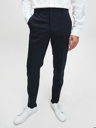 Calvin Klein Ruhák HU519317 | Calvin Klein Slim Wool Stretch Férfi Öltöny Nadrág Sötétkék